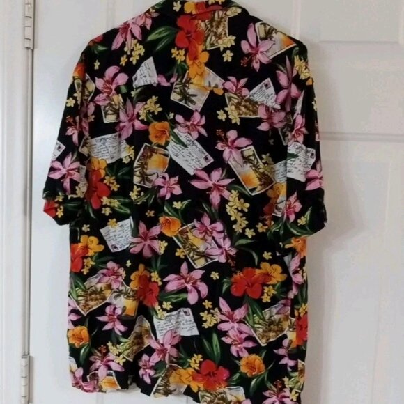 George Tropical Hawaiian Button Up Shirt Men's Lg 42-44 Short Sleeve 100% Rayon - Picture 6 of 6